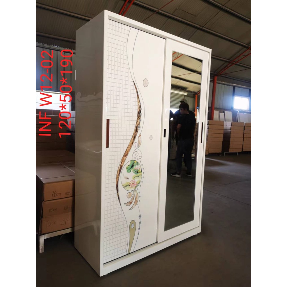 Lemari Pakaian | Lemari Baju Besi 2 Pintu Sliding W12-02 (Medan)