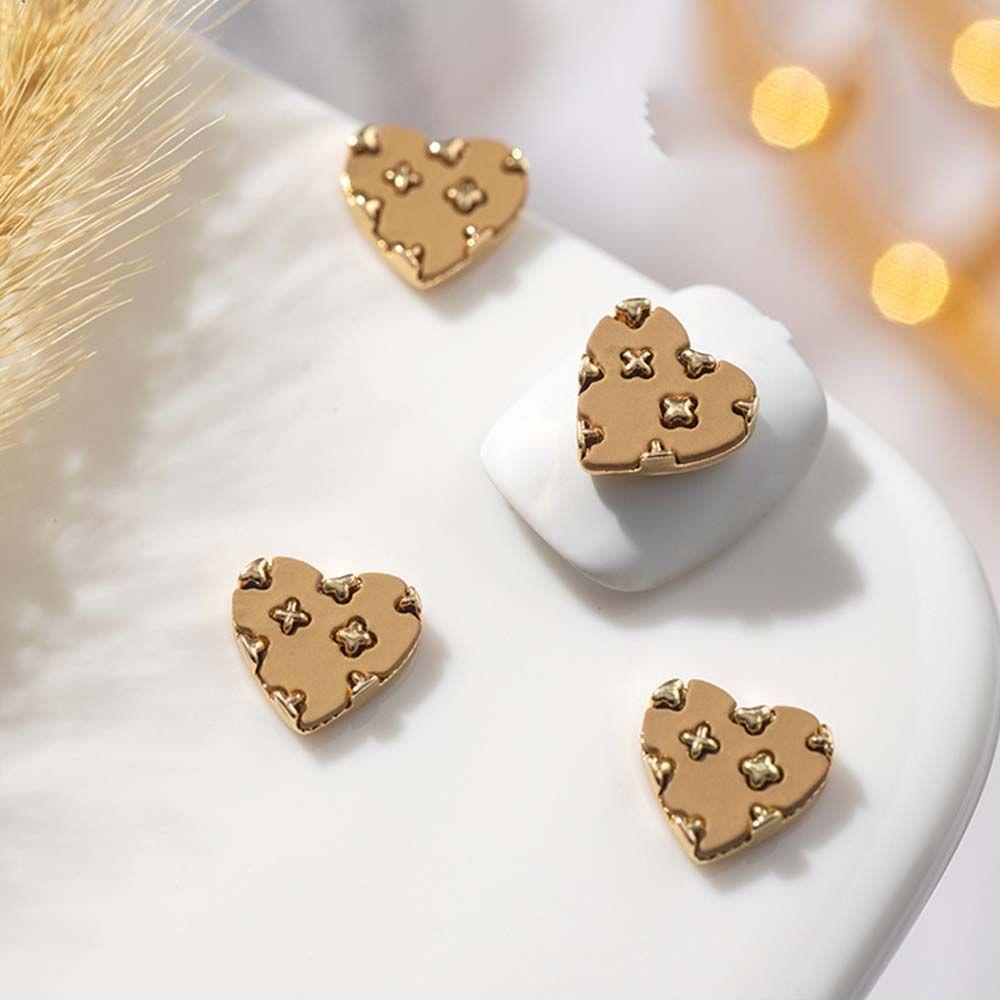 AUGUSTINA Agustin 3D Nail Art Perhiasan DIY Fashion Hati Cinta Manikur Kuku Bor Paduan Aksesoris Kuku