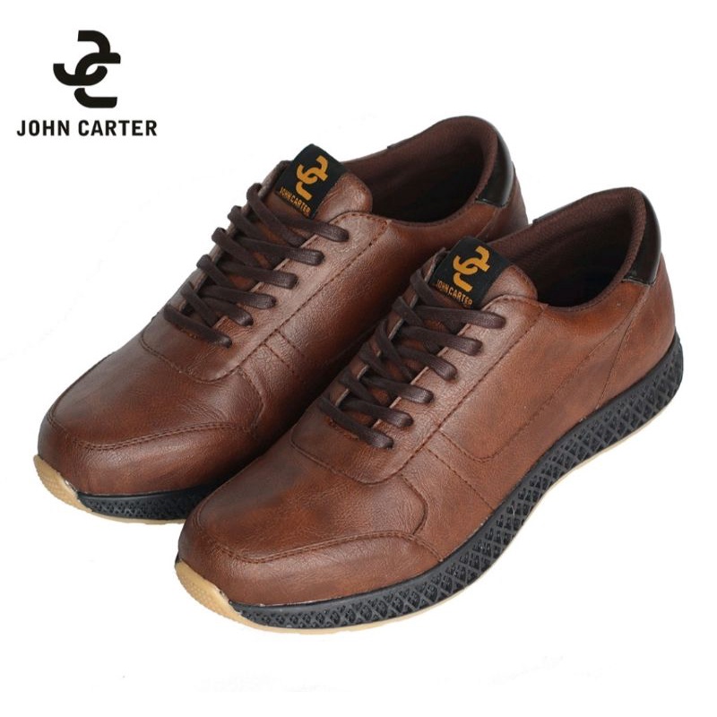 TERBARU 100% KULIT ASLI SNEAKERS PRIA KASUAL SPORTY JOHN CARTER JELLAL BROWN ORIGINAL CH1