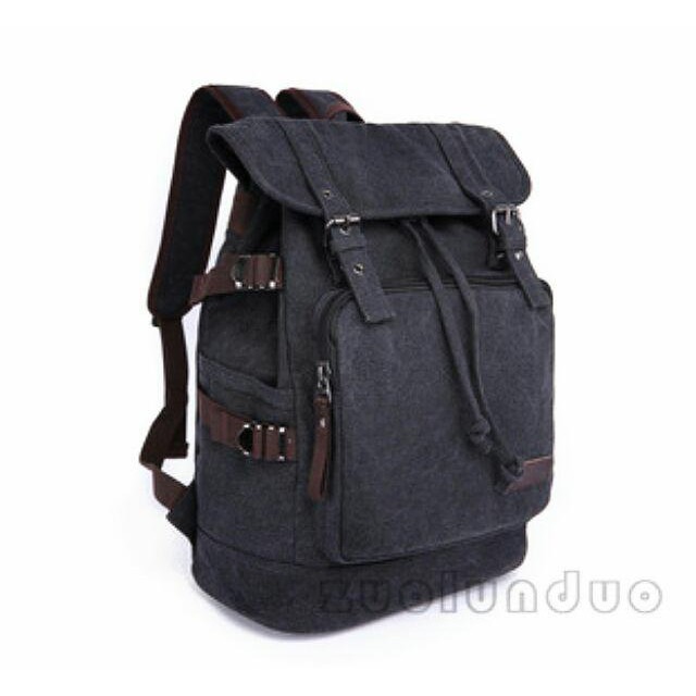 Tas Ransel Kanvas  Pria  Tas kanvas Hitam Tas Kanvas Tas Ransel Tas Punggung