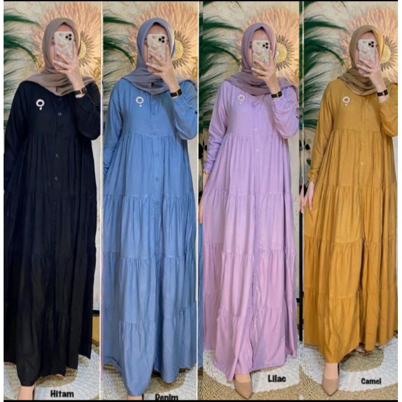 (BISA COD)TERBARU GAMIS RAYON POLOS GAMIS RAYON PREMIUM BUSUI LD 110 PB 140 TEBAL DAN ADEM TERBEST S
