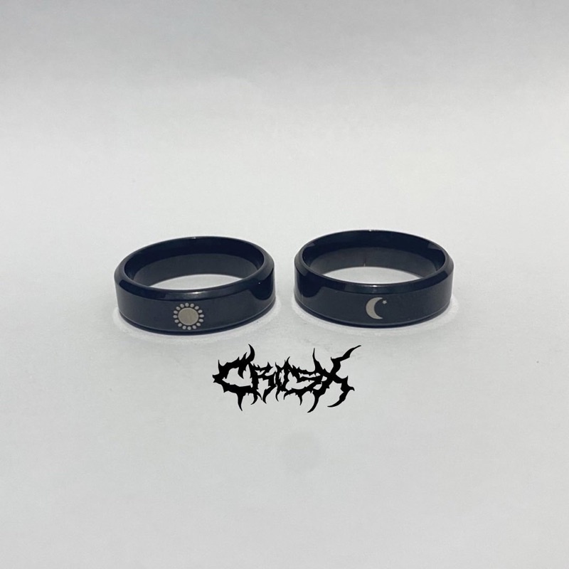 SUN MOON BLACK RING SET / CINCIN MATAHARI BULAN BINTANG / COUPLE RING CINCIN COUPLE KOREAN STYLE RING CINCIN STYLE KOREA CINCIN AESTHETIC RING CINCIN TITANIUM CINCIN STAINLESS STEEL CINCIN PRIA CINCIN WANITA HIP HOP PUNK RETRO VINTAGE METAL RING