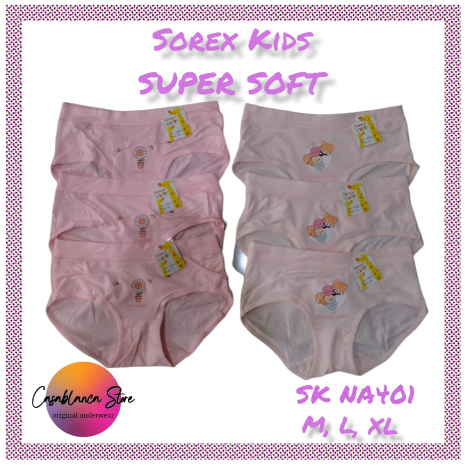 CELANA DALAM ANAK PEREMPUAN SOREX KIDS SUPER SOFT (Art. SK NA401) BERBAHAN SANGAT HALUS &amp; LEMBUT.