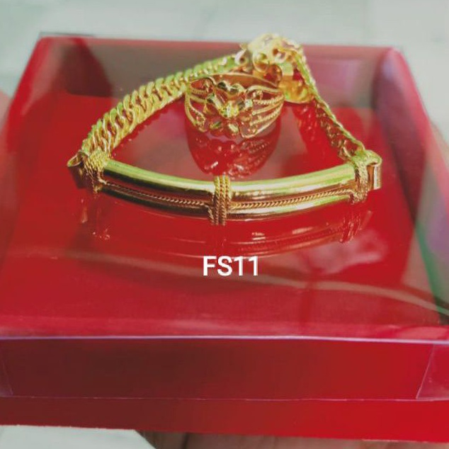GELANG PLAT SEPUHAN EMAS 24 K 2 SUKU