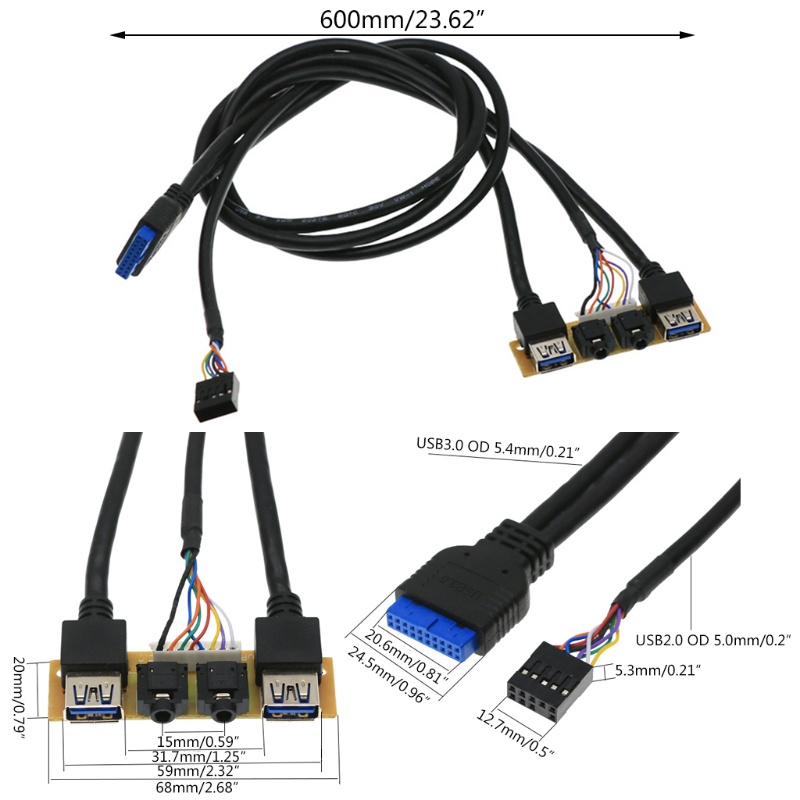 Btsg Komputer USB3.0+USB2.0 Untuk Jack Port I/O Board HUB Kabel Internal Wi