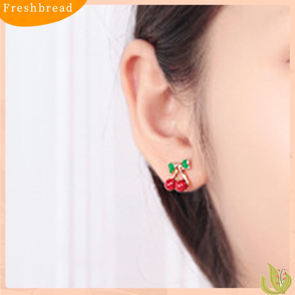 Terlaris 2Pcs Stud Ear Ring Colorful Decorative Golden Color Cherry Stud Earring for Dressing Room