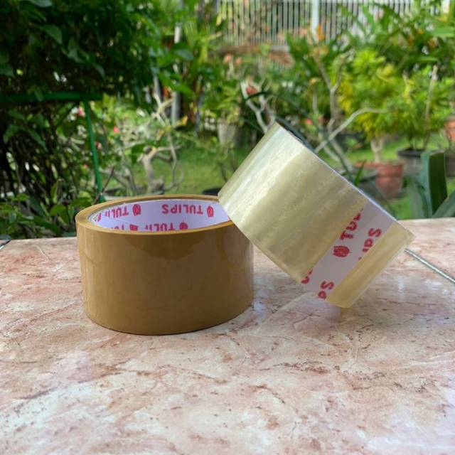 

Lakban / Plakban Tulips Tape 2 inch (48mm x 40yds) Bening Coklat Termurah