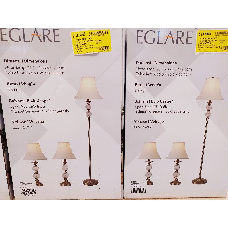 EGLARE LAMPU LANTAI 1 + 2 LAMPU MEJA/ COMBO SET 3PCS LAMPU LANTAI + 2 LAMPU MEJA DWELLA ANTIQBRASS/LAMPU TIDUR/LAMPUFLOOR/LAMPU MEJA/LAMPU BERDIRI