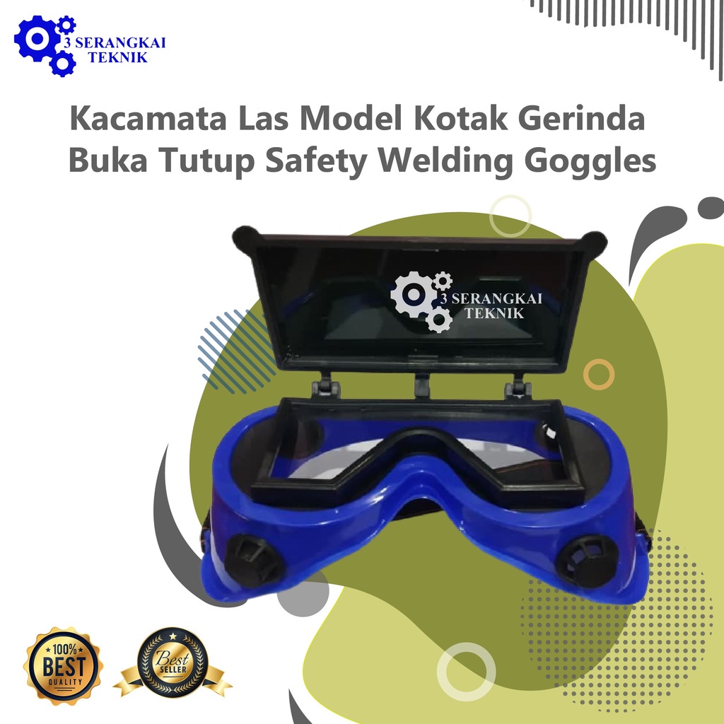 Kacamata Las Model Kotak Gerinda Buka Tutup Safety Welding Goggles