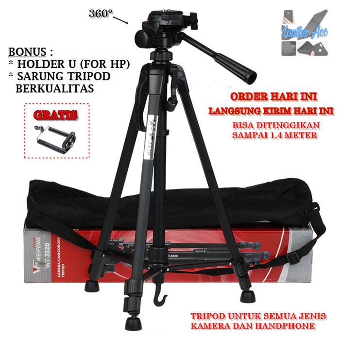 Tripod TRIPOD BLACK WEIFENG WT 3520 PREMIUM ORIGINAL SLR DSLR KAMERA HP(A7C3) Tripod Stand Banner 10