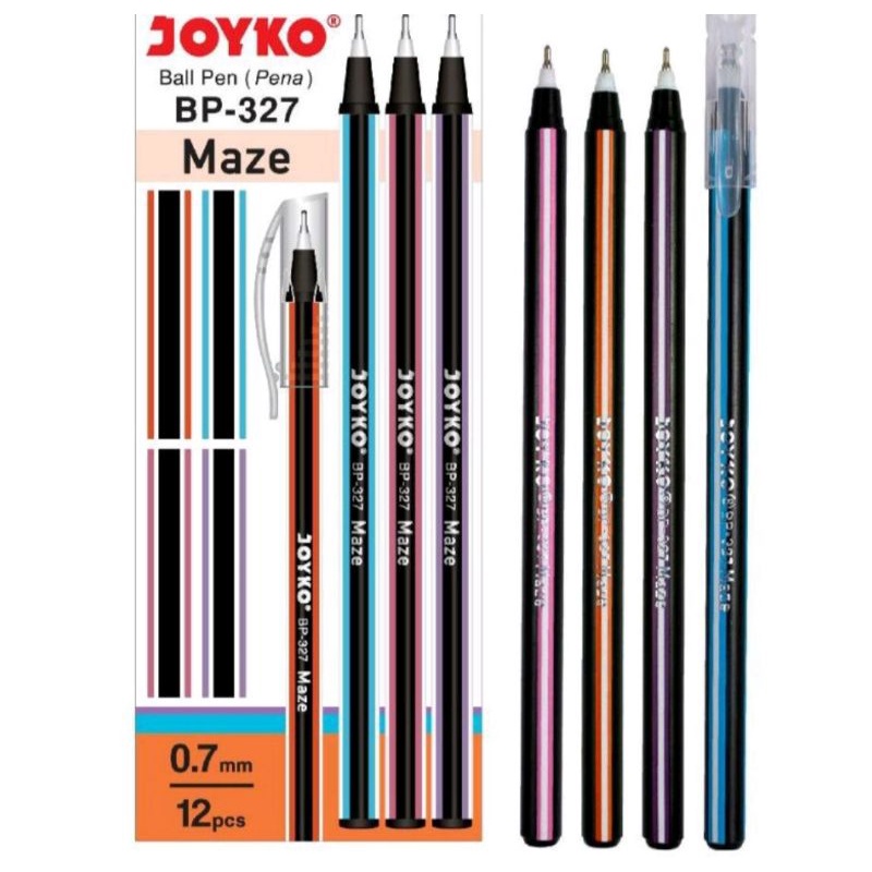 

BOLPOIN/pulpen JOYKO BP-327 MAZE HITAM ORGINAL MURAH 1PAK ISI 12