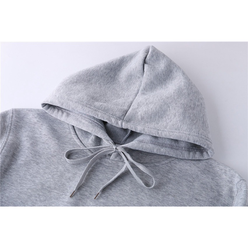 HOODIE POLOS ABU GREY MISTY WANITA BAHAN FLEECE PE UKURAN L-XXL ORGINAL
