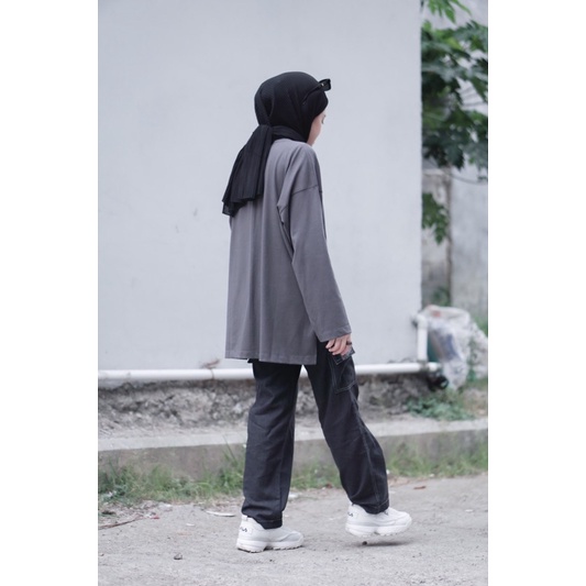 Bymeldev Basic Oversized Longsleeve Top Kaos Lengan Panjang Busui dan Nonbusui