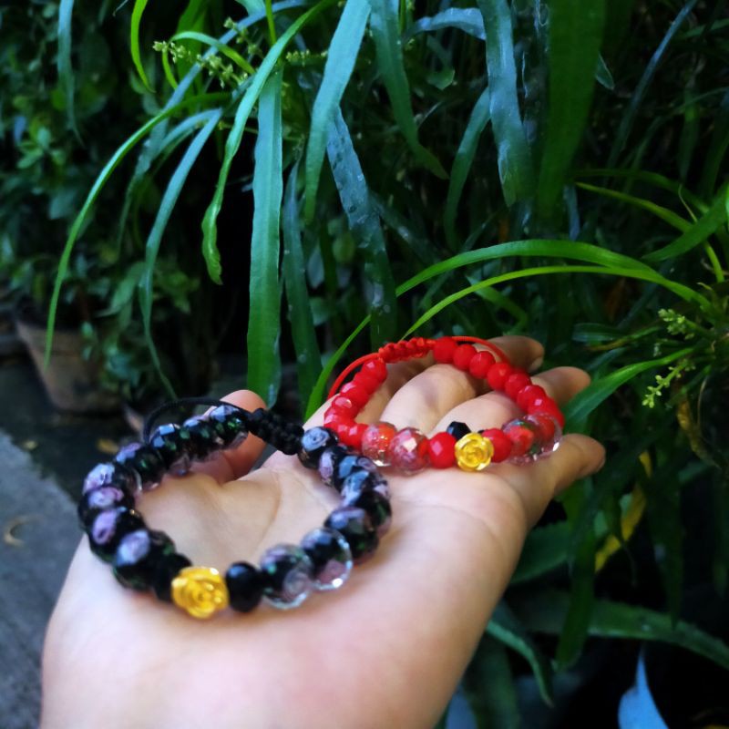 Gelang mawar emas Hongkong HK 24 karat kristal