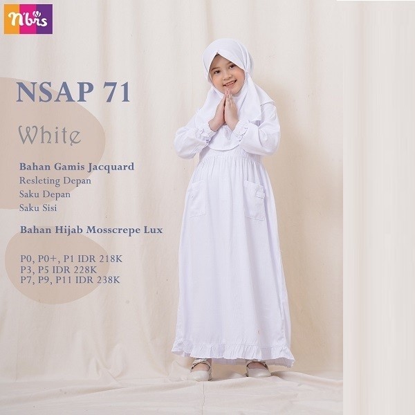 BIG SALE BAJU GAMIS ANAK PEREMPUAN NIBRAS  NSAP 71 WHITE / GAMIS ANAK NIBRAS NSAP 71 PUTIH / GAMIS H