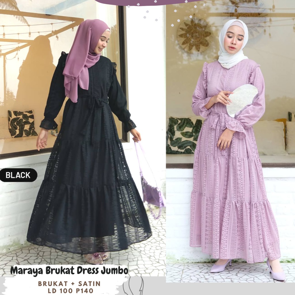 Maraya Brukat Dress Jumbo/Dress Brukat Jumbo Ld 110/Dress Jumbo/Gamis Brukat Jumbo/Dress Pesta Jumbo