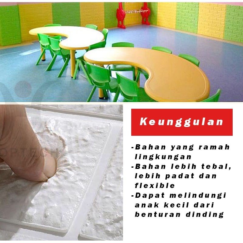☀ Sunly ☀ A093 Wallpaper Dinding Foam 3D Motif Batu Bata Batik Gambar Anak Dekorasi Sticker Murah