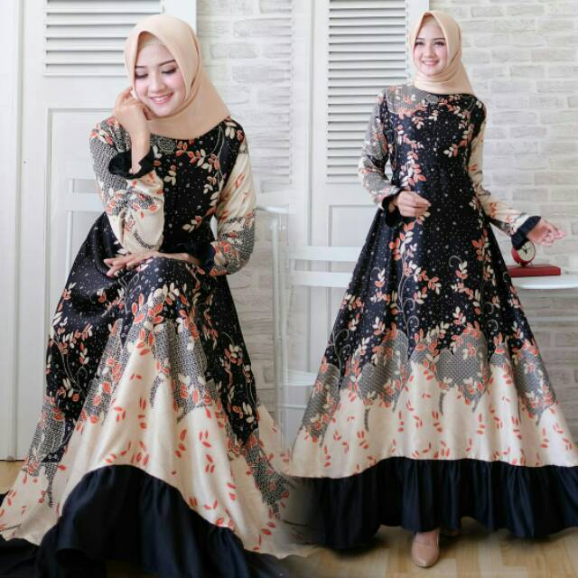 Gamis Wanita Terbaru 2021 2022 Baju Wanita Mewah Gaun Pesta Muslimah Elegan Terbaru 2022 Size fit L 