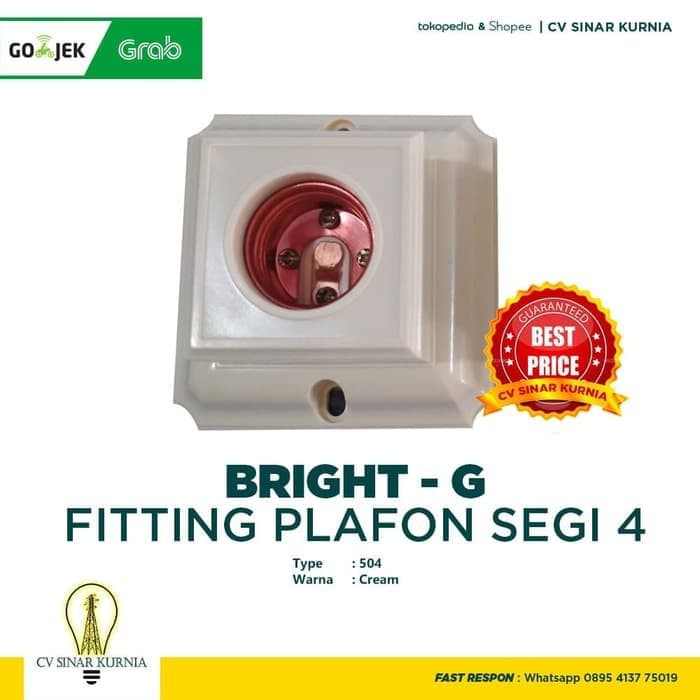 Fitting Plafon Segi 4 Merk Bright G 504 Warna Cream