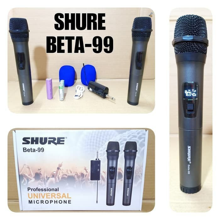 mic portable shure beta-99 wireless 2 mic