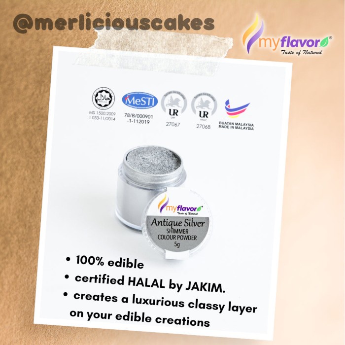

My Flavor Antique Silver Lustre Dust Powder Halal