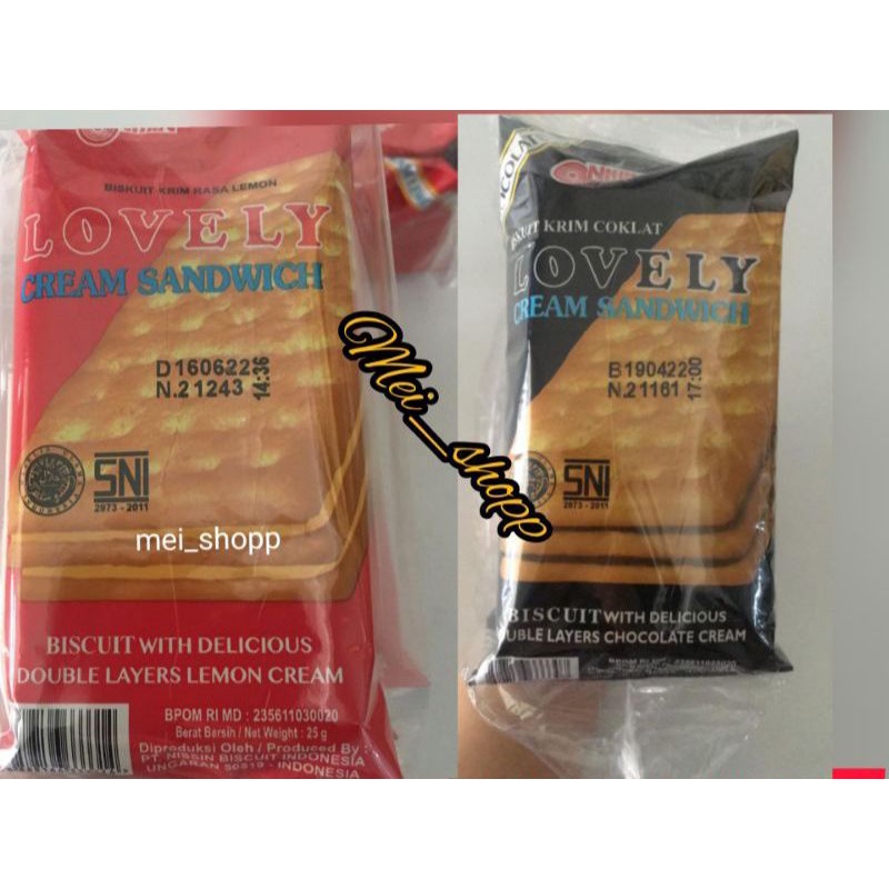 

BISCUIT KRIM RASA LEMON CREAM DAN COKLAT SANDWICH LOVELY NISSIN-JUAL 1 PACK ISI 10PCS