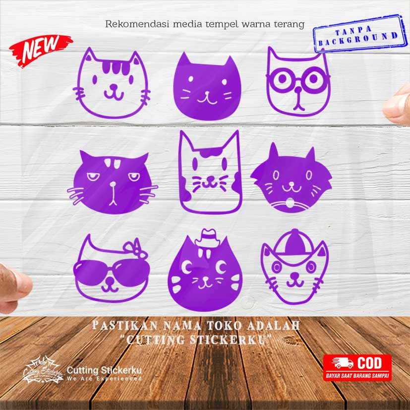 Cutting Stiker Cat Face Cute Variasi Motor Mobil Sticker Timbul Keren Nyala Dasbor Spakbor Visor Body Kaca Helm Laptop Hologram Reflective Tahan Air Setiker Bodi Samping Girly Matic Scoopy Vario Beat NMAX PCX Vespa Pickup Windshield Girl Lucu