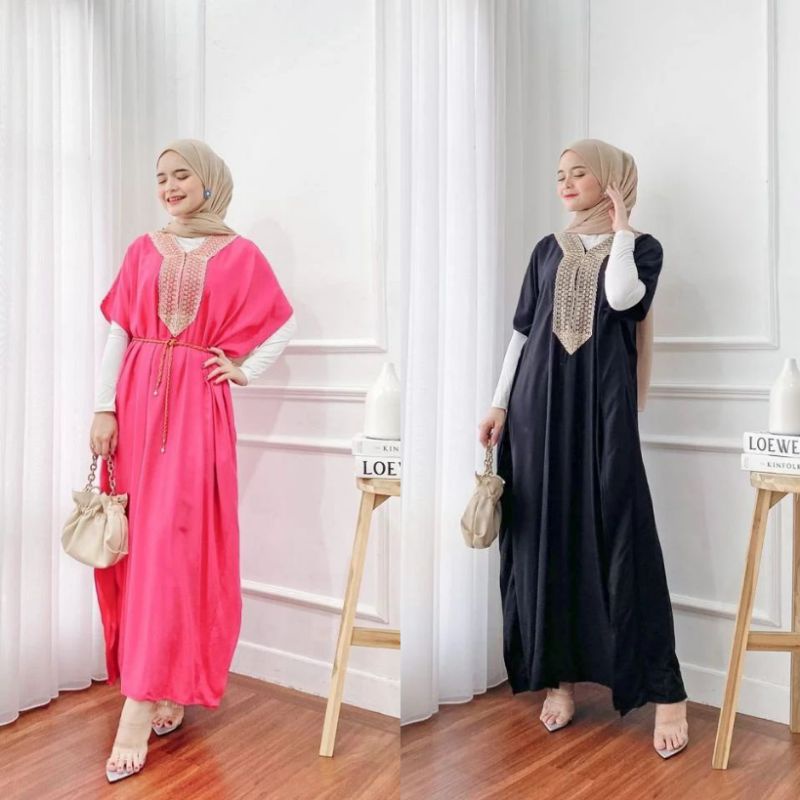 Aferostore daster kaftan renda rajut