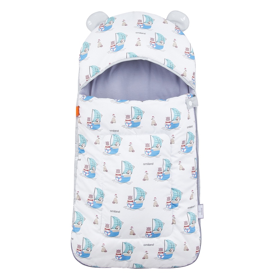 Omiland Sleeping Bag Sailor Alpaca Series Kantong Tidur Bayi Selimut Topi Baby Blanket Lembut dan Hangat Original