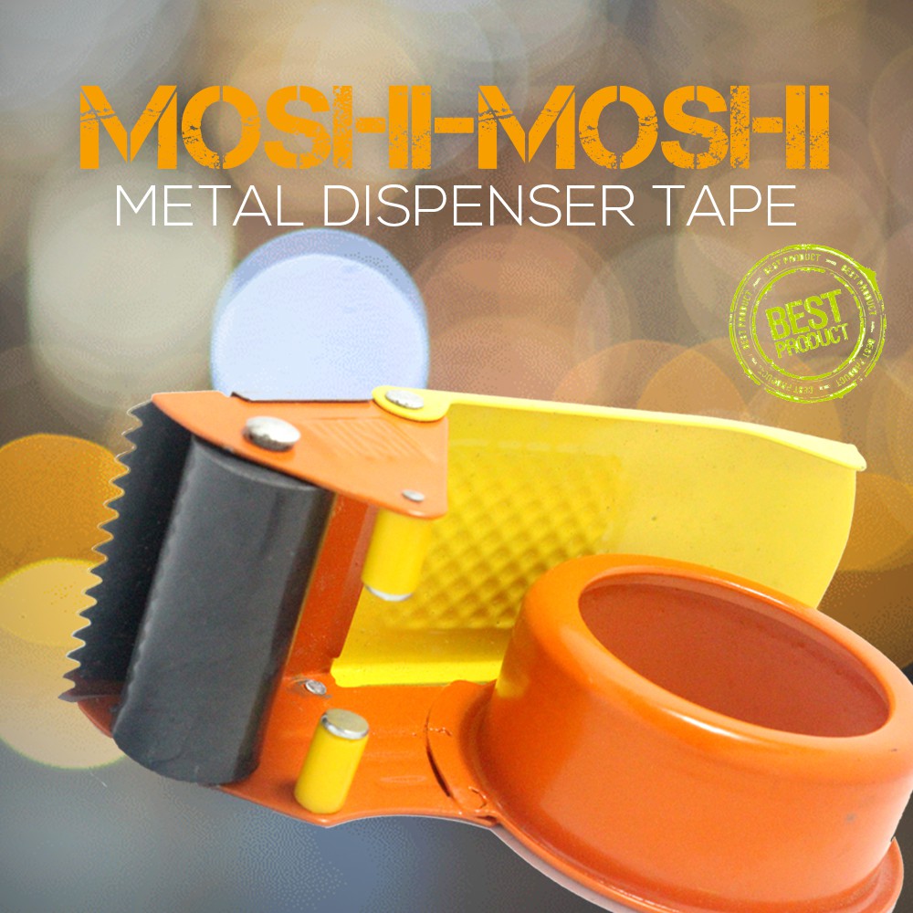 Dispenser Lakban BESI . Moshi Moshi Tape Cutter Pemotong Lakban Isolasi