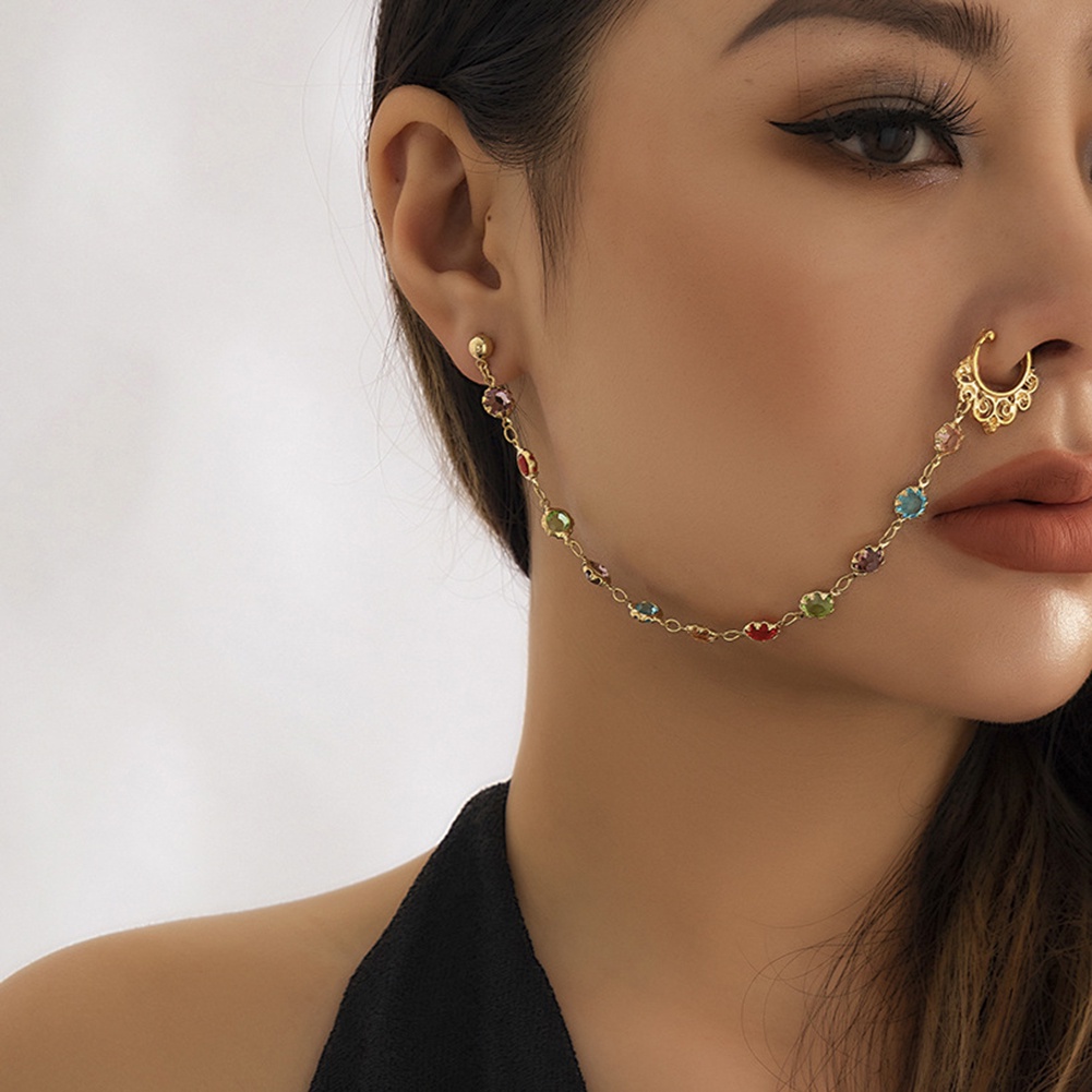 Anting Hidung / Telinga Model Klip On Tanpa Tindik Desain Bulan Imitasi