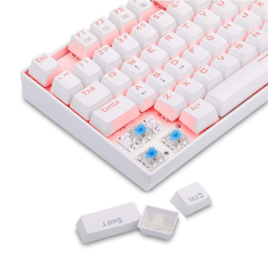 Keyboard Gaming Redragon mechanical wired usb 2.0 87 key tkl red backlit White Kumara k552w