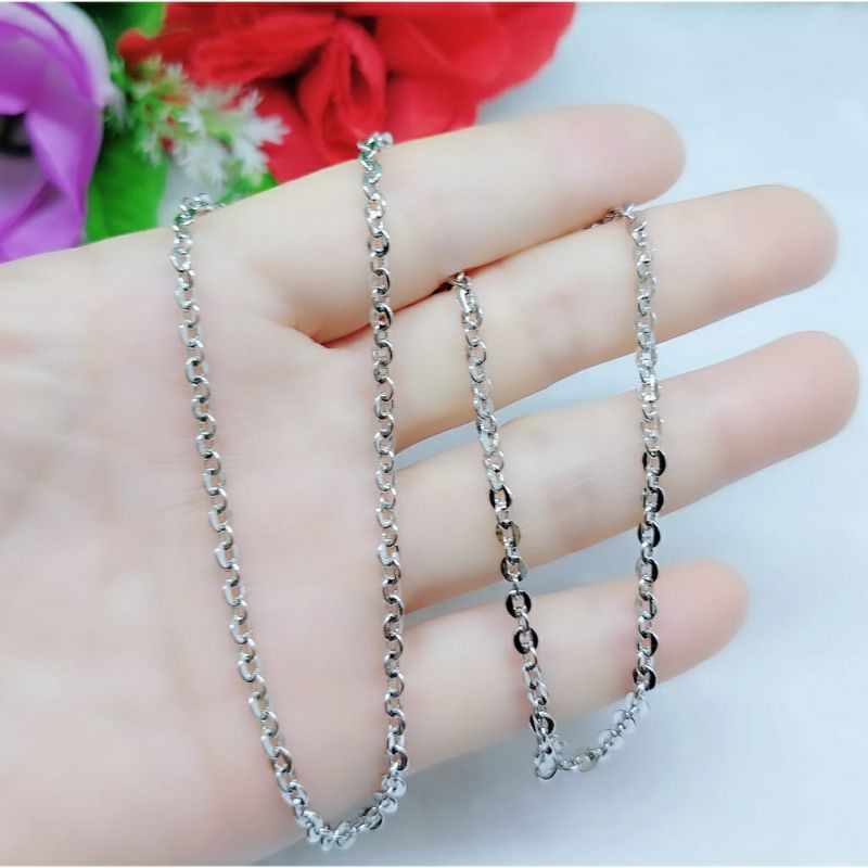 kalung Nuri kaca kecil 0.3mm gold n silver panjang 45cm