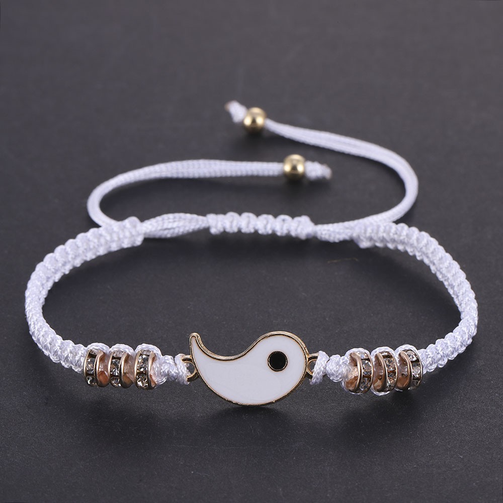 2Pcs Set Gelang Tali Magnet Pria Wanita Teman Pasangan Gadis Hitam Couple