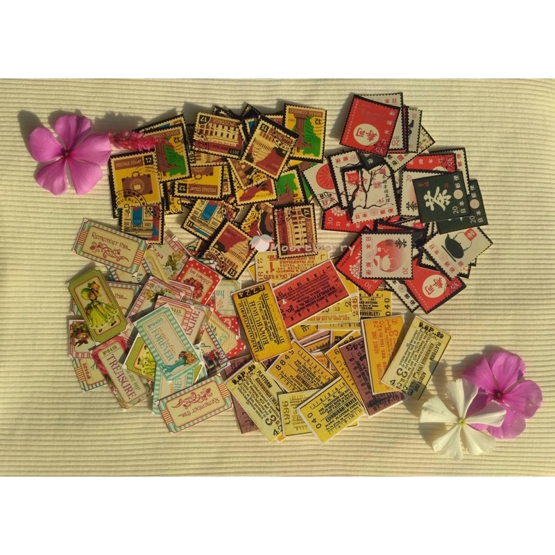 

Stiker old perangko | ticket | vintage dekorasi journaling | scrapbook (15pcs)