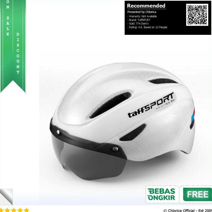 BEST TaffSPORT Helm Sepeda Cycling Bike Visor Removable Lens - WT-018S-BK - Putih