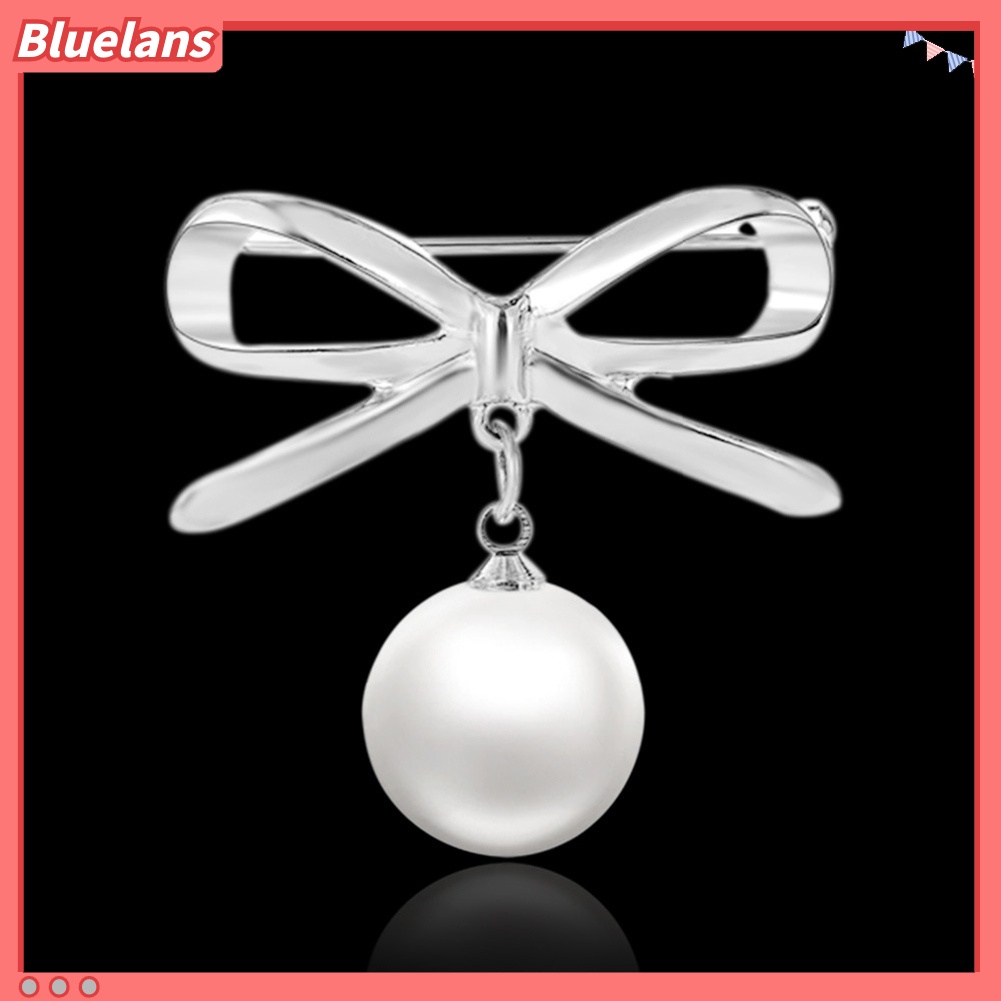 Bluelans 2Pcs Women Lady Fashion Bowknot Big Faux Pearl Alloy Brooch Pins Jewelry Gift