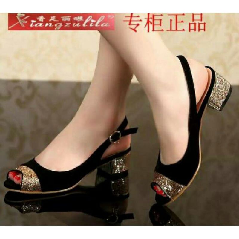 sepatu hak tahu gliter ip 25 sepatu wanita
