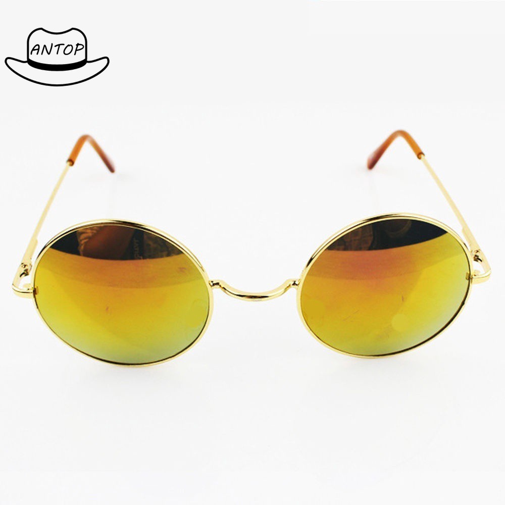 Antop! Kacamata Hitam Wanita Fashion Retro Sunglasses Round Bahan Metal Warna Warni