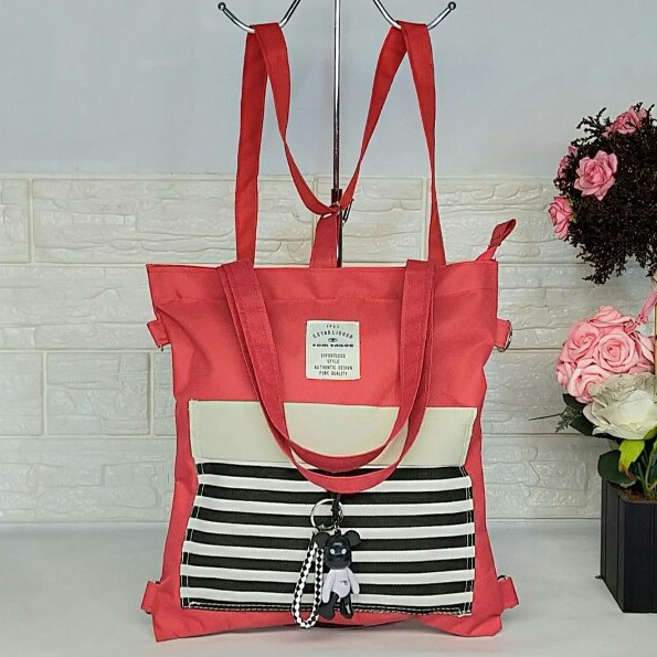 TOTEBAG WANITA RESLETING / TAS TOTE 3D,BISA RANSEL,SLEMPANG,TENTENG KOREA STYLE TB 001