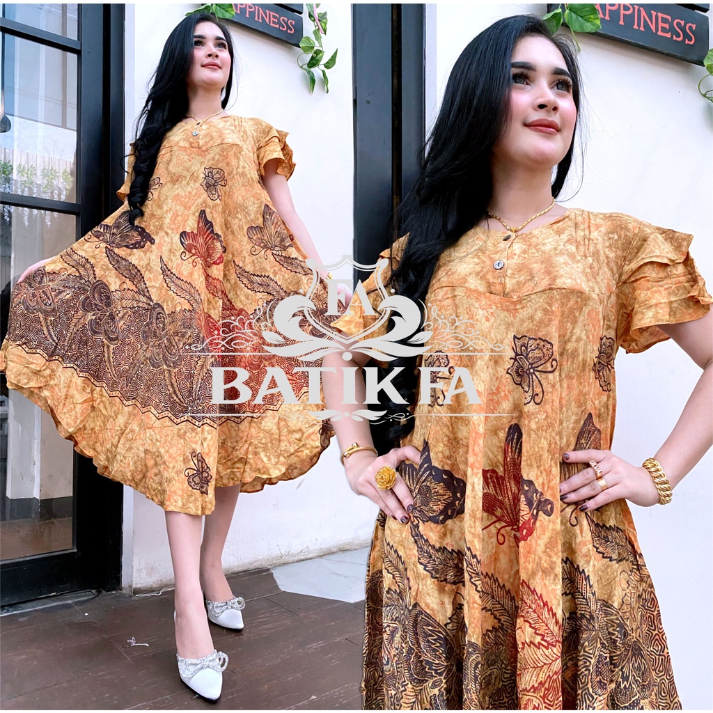 BATIK WANITA DASTER PAYUNG RAYON ( LUMPUR GOLDEN JELLY NATURAL TORAJA MONZA TALAS MACAN ARIEL SHABBY ROTI ZOYA JAWA LOTUS ) KEKINIAN KANCING DEPAN BUSUI BUMIL LENGAN PENDEK MURAH ADEM