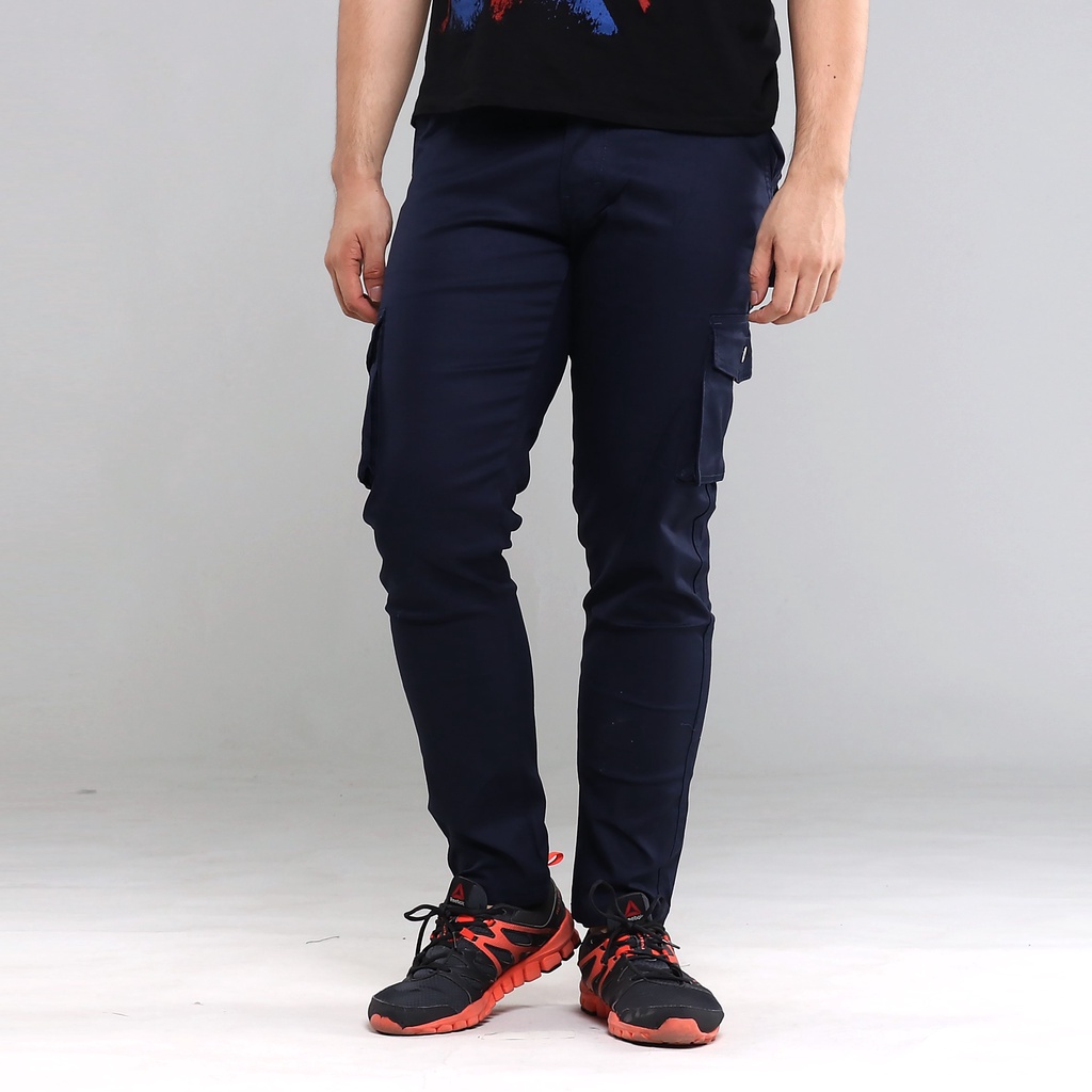 Celana Panjang Utility Chino Cargo Tactical Ankle Pants Big Size (Navy Blue)