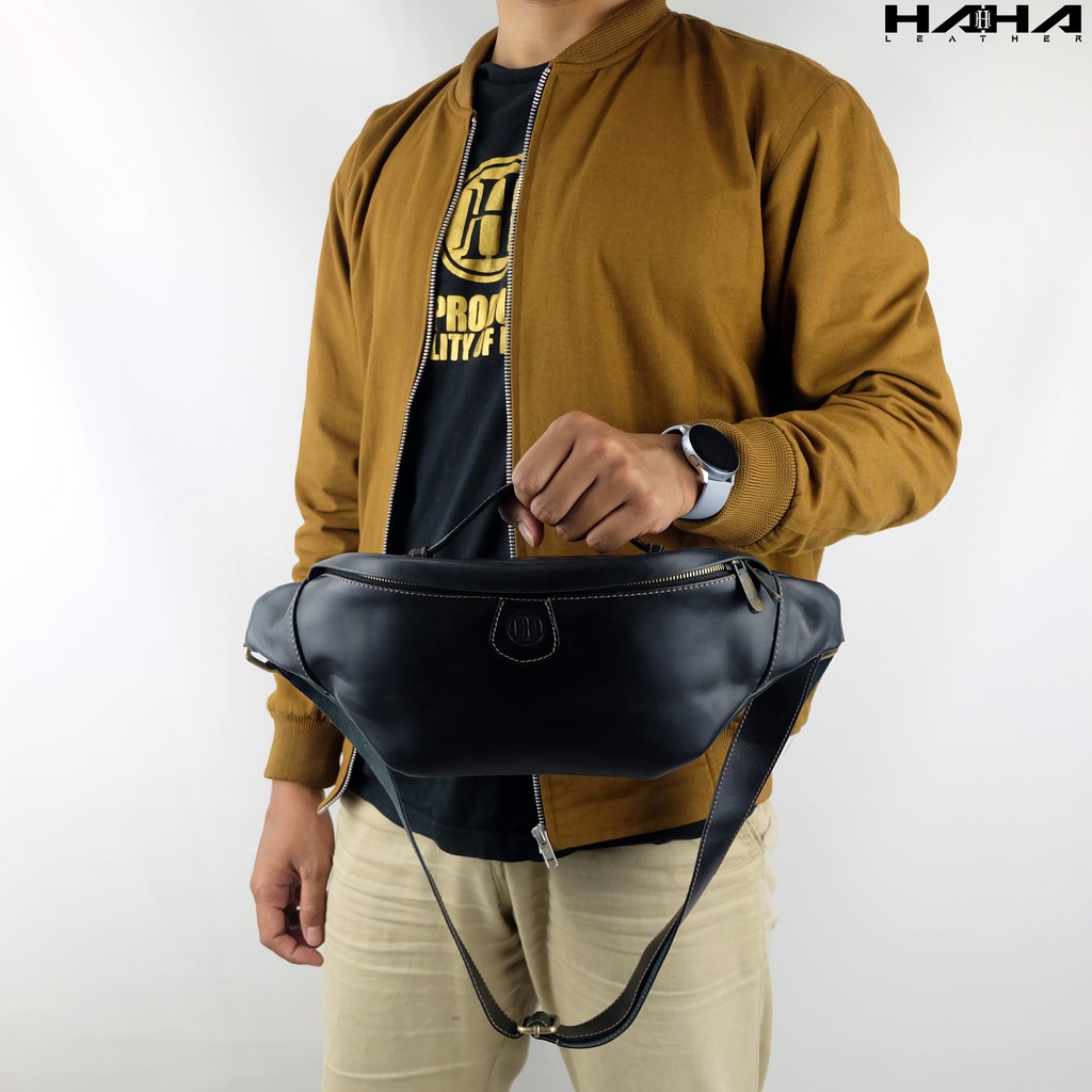 Slingbag Kenji Tas Slempang Selempang Dada Slingbag Waistbag bahan 100% Kulit Asli Pria Laki Cowok