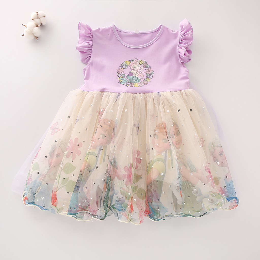 Dress Anak Perempuan Gaun Pesta Tutu bayi cewek Import - MERMAID STAR 9bln -3 Tahun Elegan Fashion-Ungu