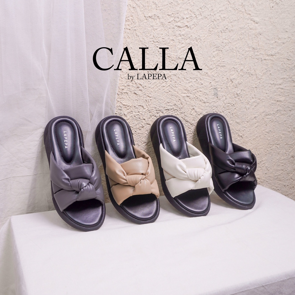 AVLINSTORE - tipe CALLA Sandal Wanita Wedges Sendal Cewek Platform Hak Tinggi 3cm Model Pita Silang Unik Lucu