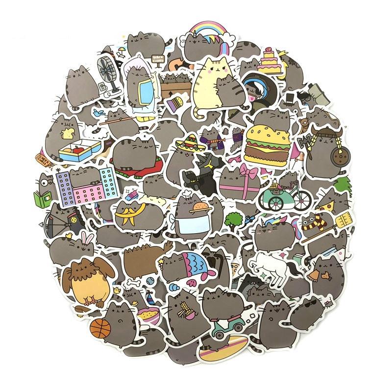 50 pieces set kartun  Pusheen kucing  lucu stiker  tahan 