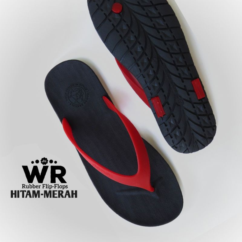WR Rubber Flip-Flops - Sandal Jepit Pria / Sendal Jepit Pria / Camou (Original)-Hitam Merah