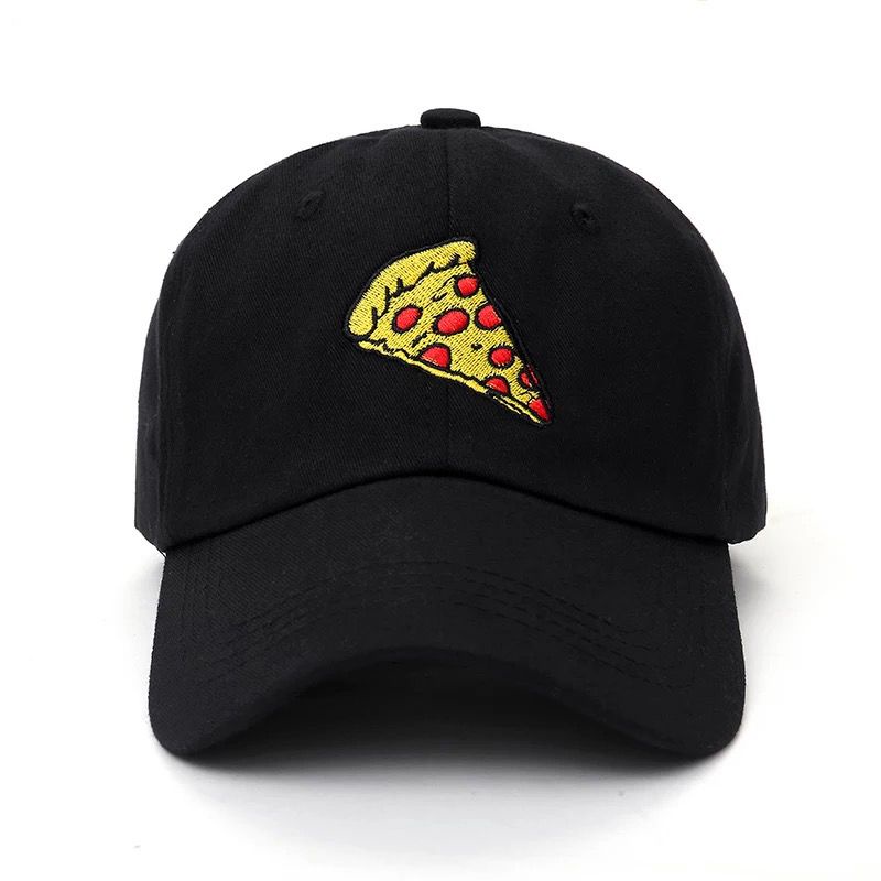 Topi baseball kaktus cream-Pizza hitam