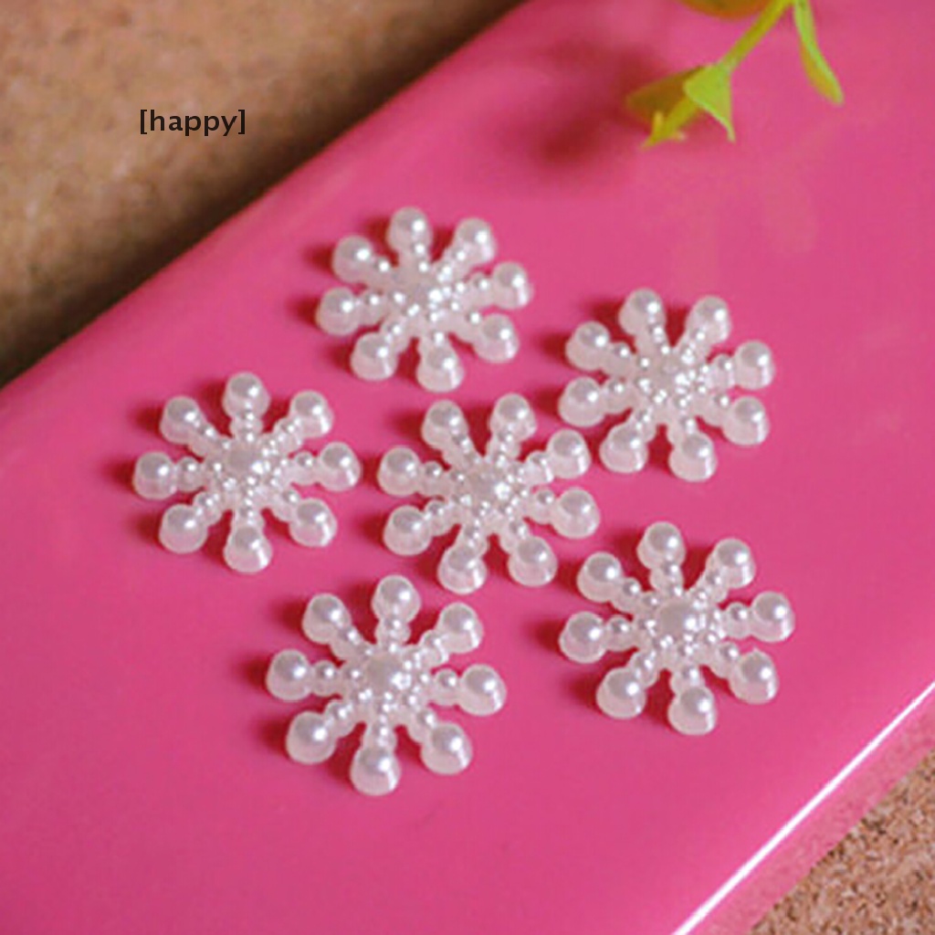 Ha 100pcs Hiasan Snowflake Mutiara Flatback Untuk DIY Craftdekorasi Natal