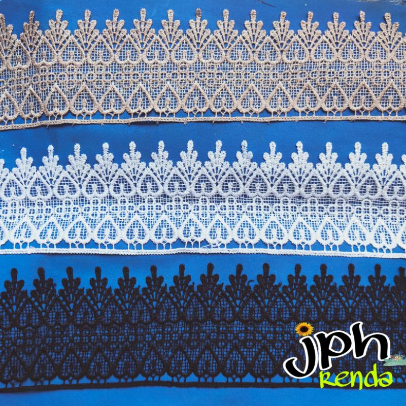 Renda giper lebar 10cm, renda gyper, renda bordir, renda prada (per roll 15 yard)